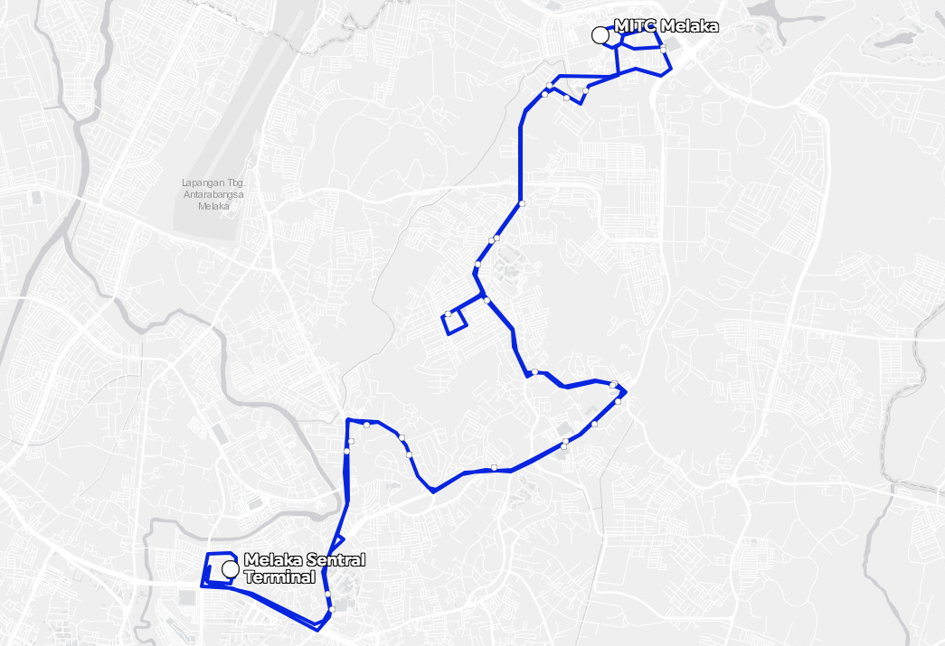 BAS.MY Melaka M10B Overview Route Map